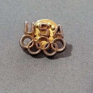 Vtg USA Olympics Rings Lapel Pin